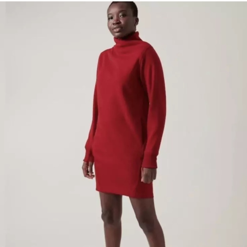 Athleta Cozy Karma Mock Neck Dress Red Size M